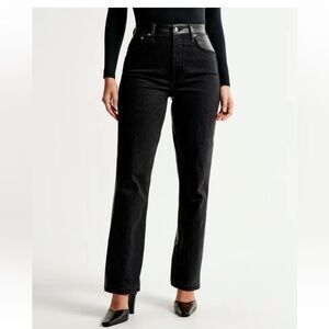 Abercrombie Curve Love Vegan Leather The Ankle Straight Ultra High Rise Jean 26